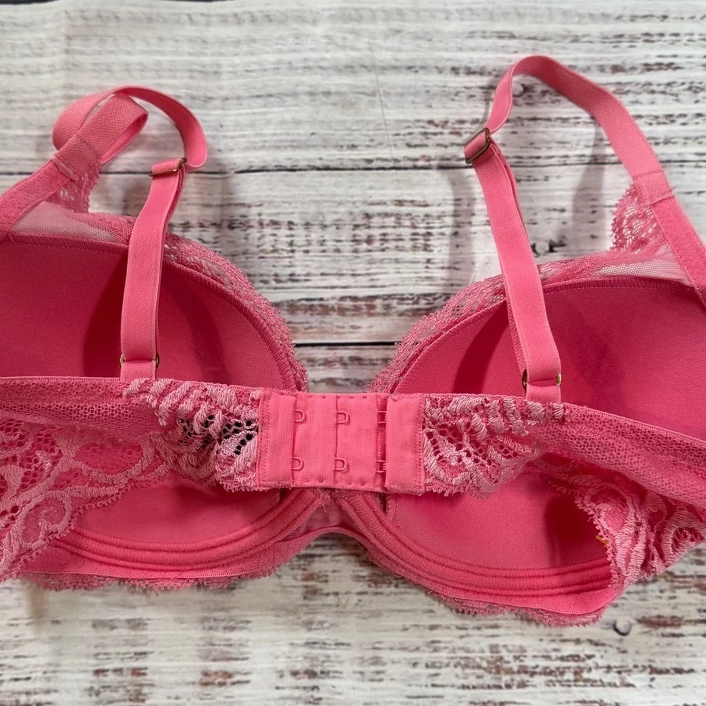 Natori Feathers Underwire Contour Plunge Bra Eletric Pink / hot pink 32D